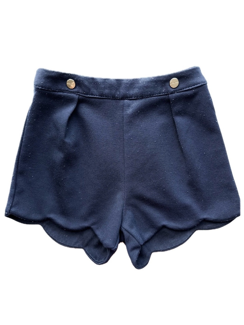 Jacadi Navy Scalloped Hem High-Waist Shorts